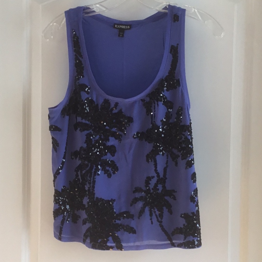 Express Purple Sequin Sleeveless Tank Top